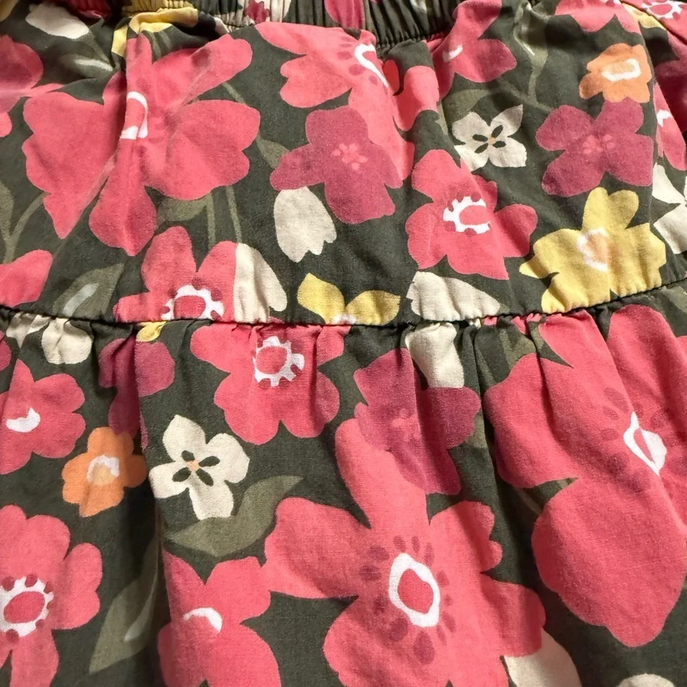 Vintage 2013 GYMBOREE Floral Tiered Skirt in Pink and Green